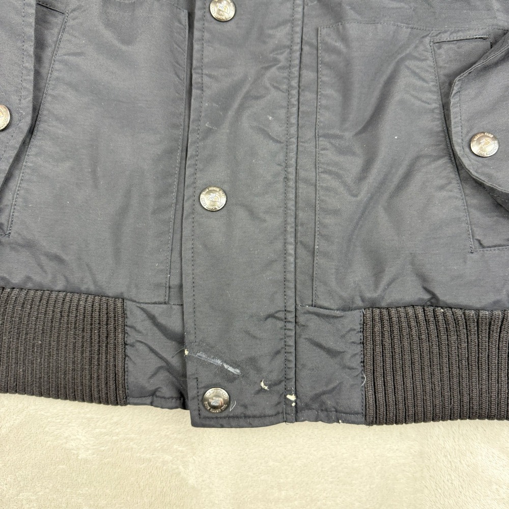 The North Face HyVent Bomber Jacket Mens Medium Black Goose Down Hooded Puffer - Picture 8 of 15